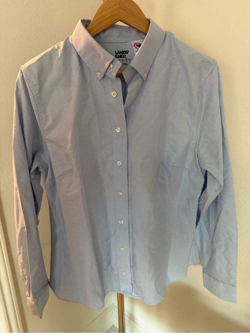 Lands' End Light Blue Women’s Button-Down Oxford Shirt